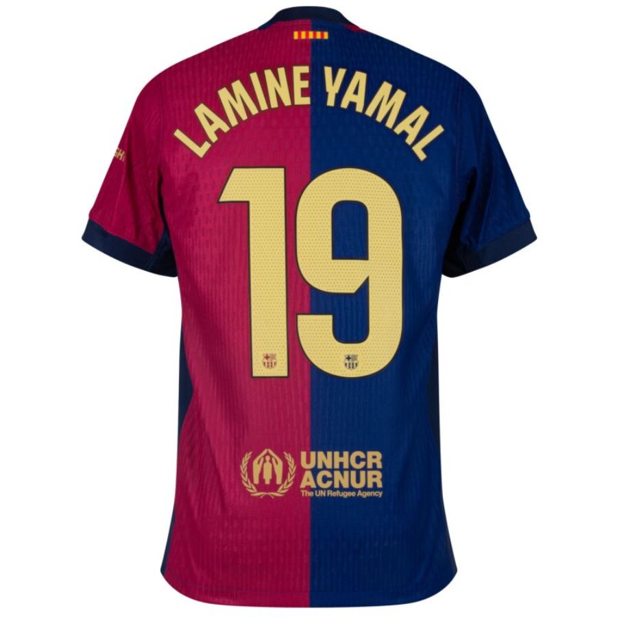 Barcelona Lamine Yamal 19 Home 2024/25 Patches UCL UEFA Foundation (Official Printing) - Jersey Zone