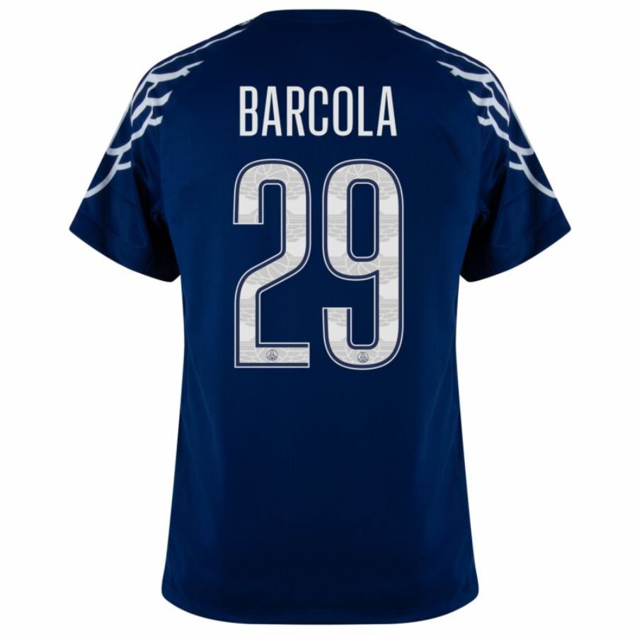 Paris Saint-Germain Barcola 29 Fan Jersey Fourth Jordan 2024/25 Patches UCL UEFA Foundation (Official Printing)