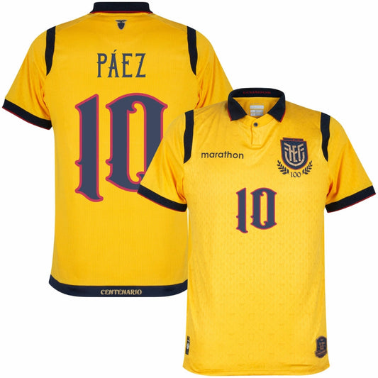 Ecuador Centenary Home Paez 10 Fan Jersey 2025/26 - Jersey Zone