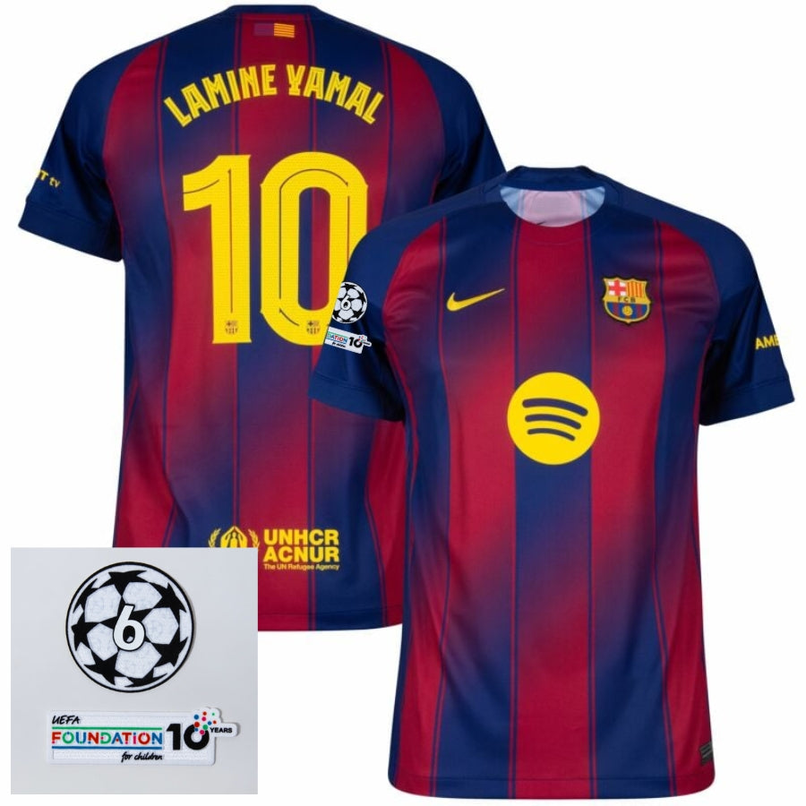 Barcelona Lamine Yamal 10 Home Fan Jersey 2025/26 - Patchs UCL UEFA