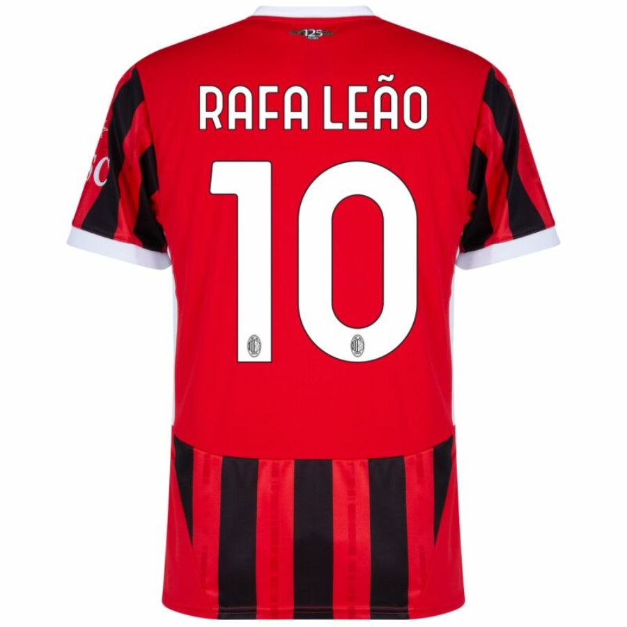 AC Milan Rafa Leão 10 Home Fan Jersey 2024/25 Patches UCL UEFA Foundation (Official Printing) - Jersey Zone