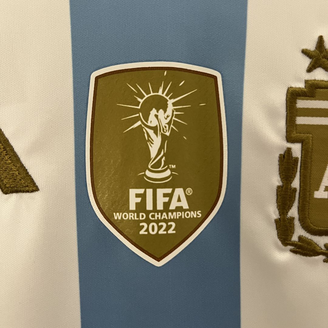 Argentina Home Kids Kit 2024 - Patch Fifa World Champions 2022