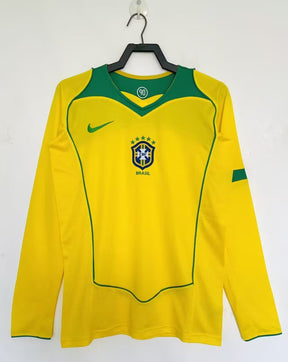 Brazil 2004 I Home Jersey - Brasil Long Sleeve Retro Version