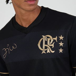 Camisa Flamengo Zico 1981 Preto e Ouro Retrô Masculina - Zico #10