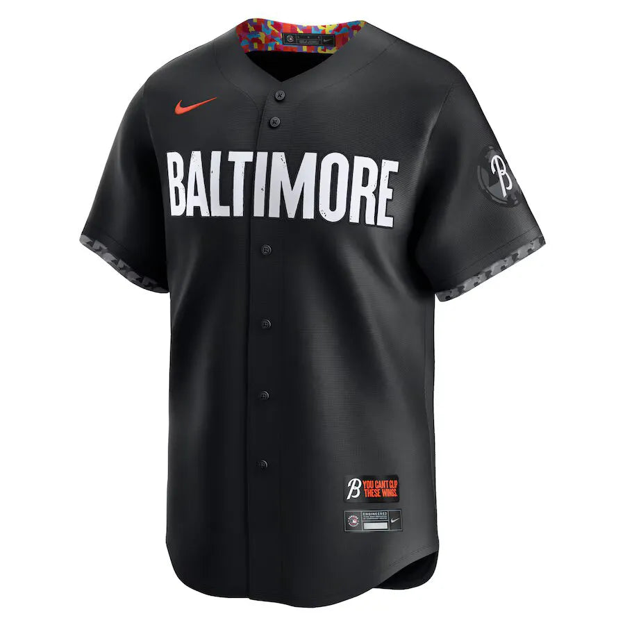 Jersey MLB Baltimore Orioles Nike Black City Connect Adley Rutschman 35 Torcedor Masculina Preta