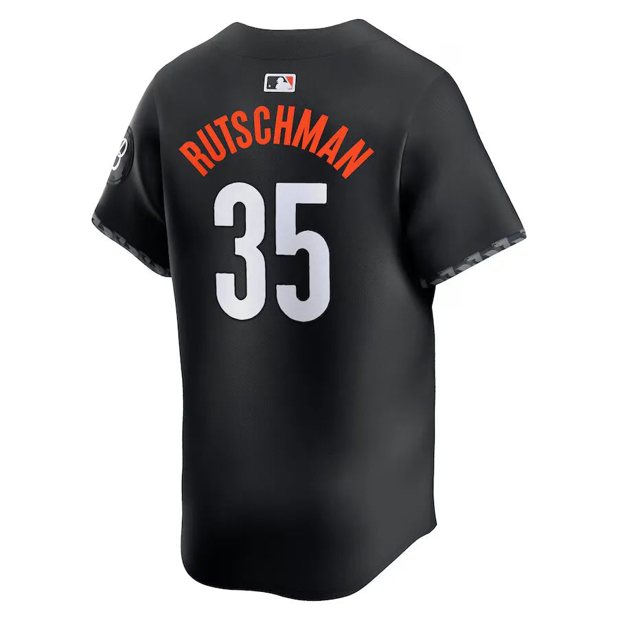 Jersey MLB Baltimore Orioles Nike Black City Connect Adley Rutschman 35 Torcedor Masculina Preta