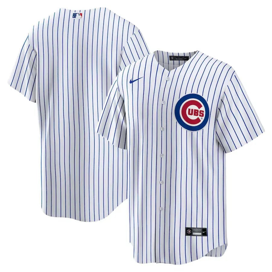 Jersey MLB Chicago Cubs Nike Home Torcedor Masculina Listrada Branca