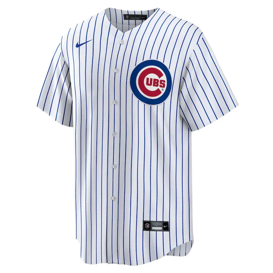 Jersey MLB Chicago Cubs Nike Home Torcedor Masculina Listrada Branca