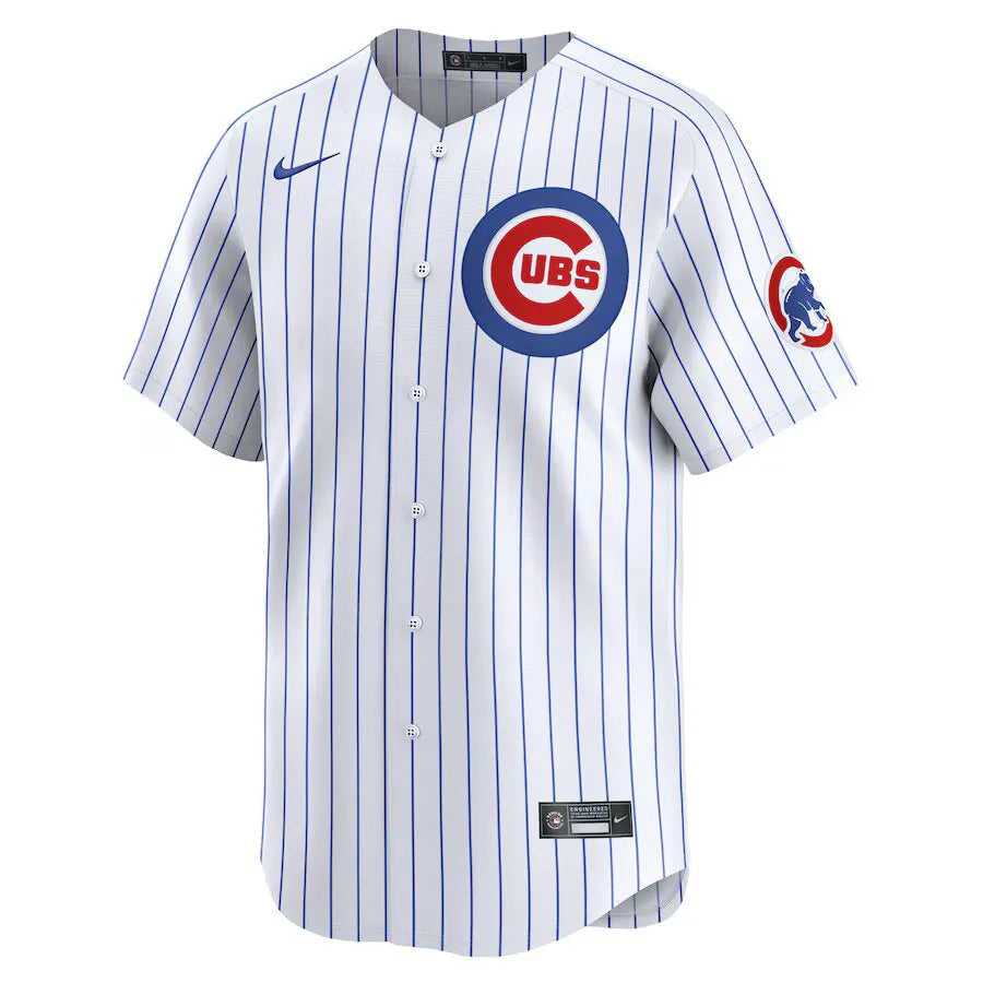 Jersey MLB Chicago Cubs Nike Home Torcedor Masculina Listrada Branca Yan Gomes 15