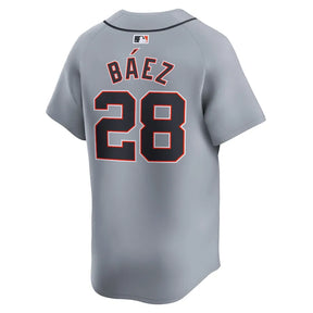 Jersey MLB Detroit Tigers Gray Nike Javier Baez 28 Road Limited Torcedor Masculina Cinza
