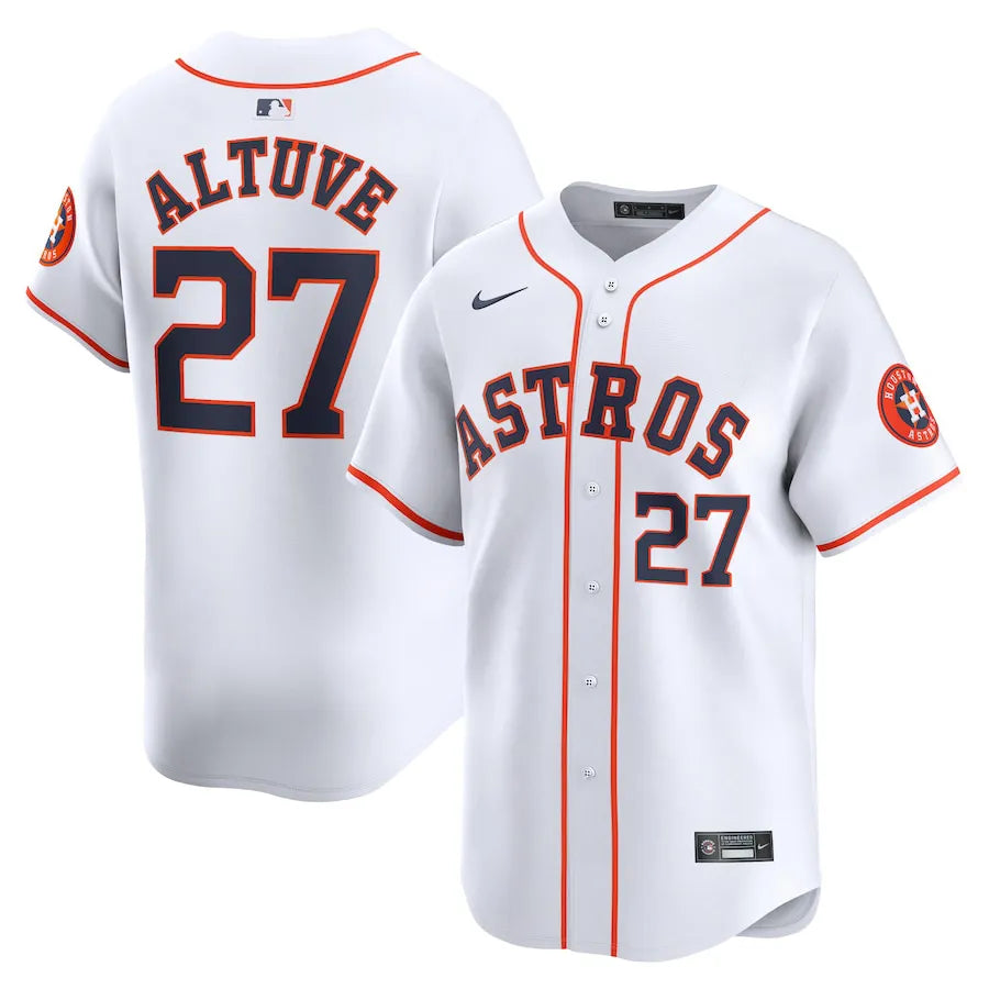 Jersey MLB Houston Astros Nike Jose Altuve 27 White Home Torcedor Masculina Branca