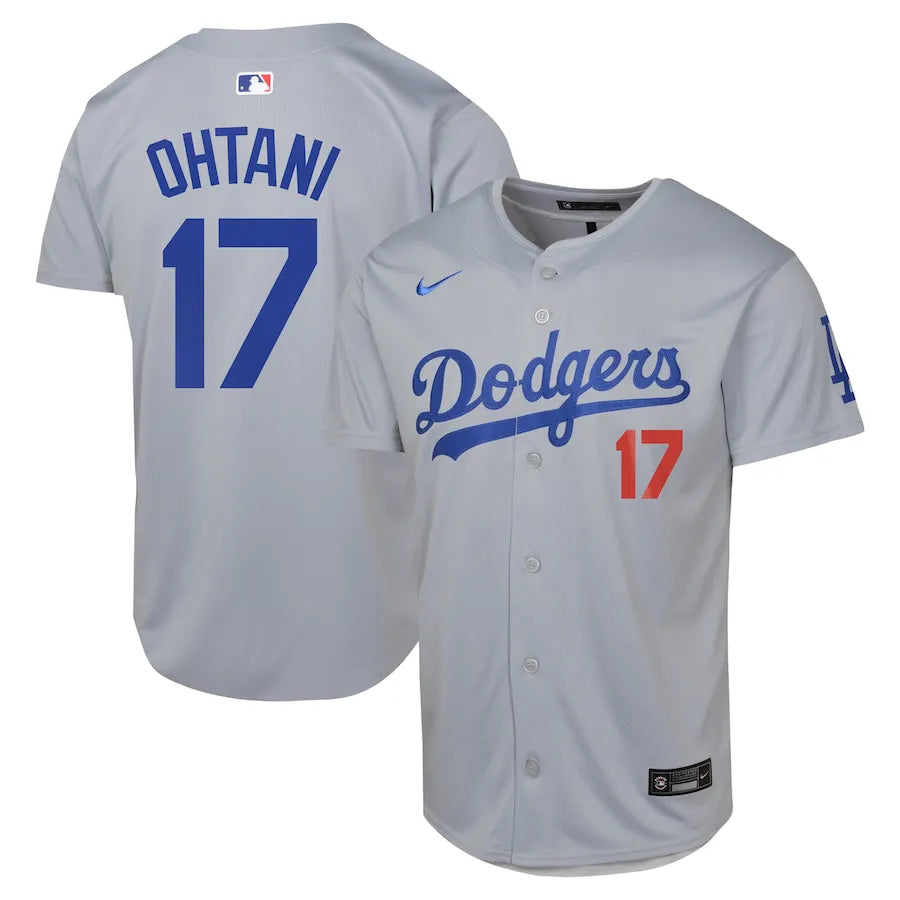 Jersey MLB Los Angeles Dodgers Away Nike Torcedor Masculina Cinza Shohei Ohtani 17