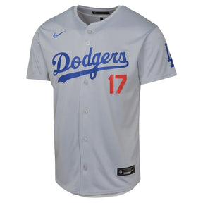 Jersey MLB Los Angeles Dodgers Away Nike Torcedor Masculina Cinza Shohei Ohtani 17