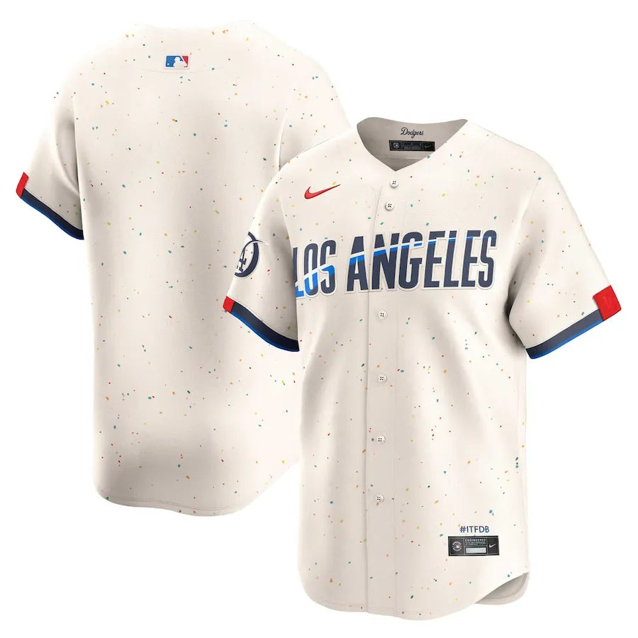 Jersey MLB Los Angeles Dodgers City Connect Nike Torcedor Masculina Bege