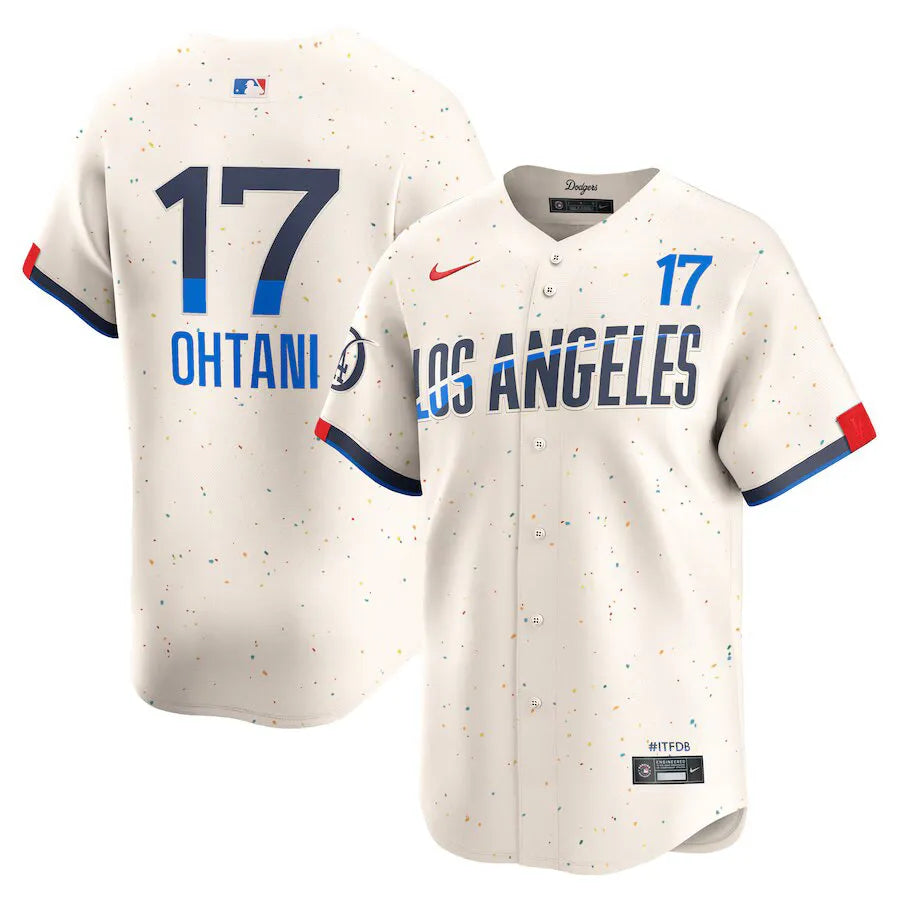 Jersey MLB Los Angeles Dodgers City Connect Nike Torcedor Masculina Bege Shohei Ohtani 17