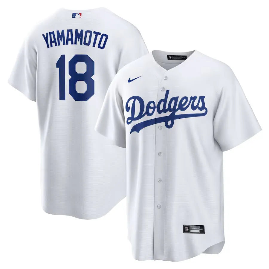 Jersey MLB Los Angeles Dodgers I Nike Torcedor Masculina Branca Yoshinobu Yamamoto 18