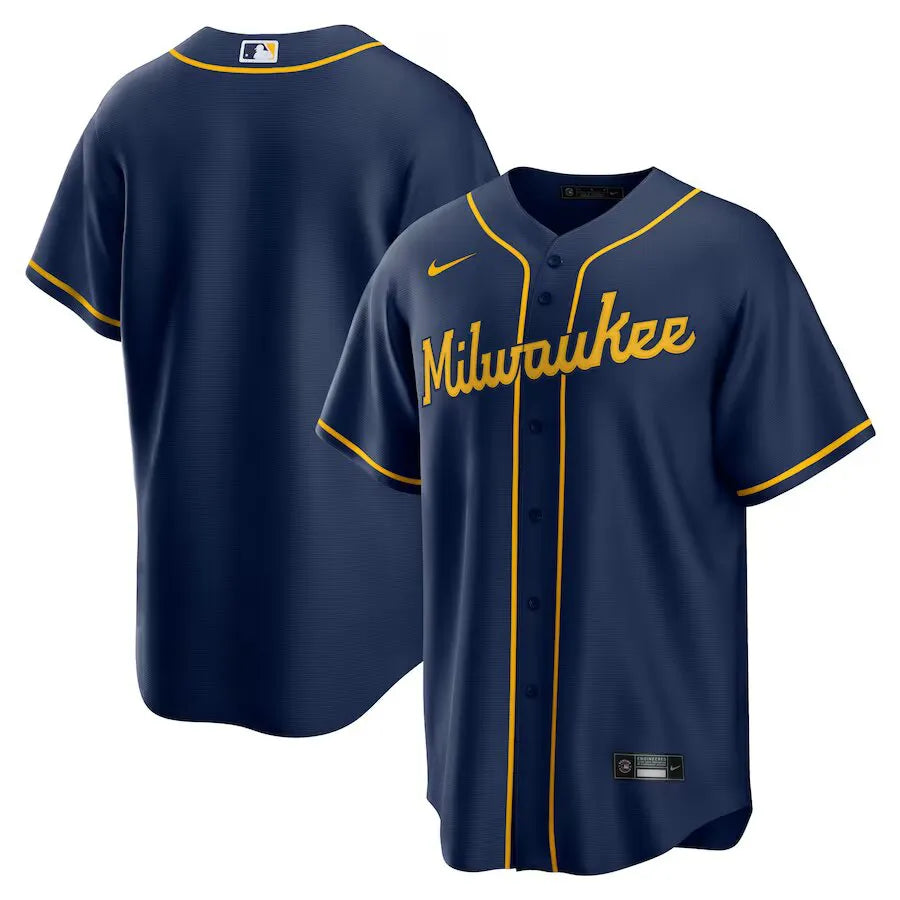 Jersey MLB Milwaukee Brewers NikeNavy Alternate Torcedor Masculina Azul