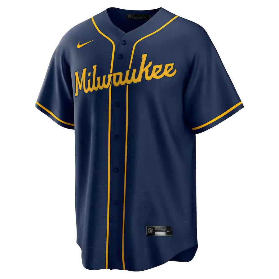 Jersey MLB Milwaukee Brewers NikeNavy Alternate Torcedor Masculina Azul