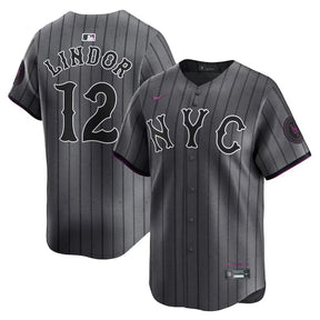 Jersey MLB New York Mets Nike Graphite Torcedor Masculina Francisco Lindor 12 Grafite