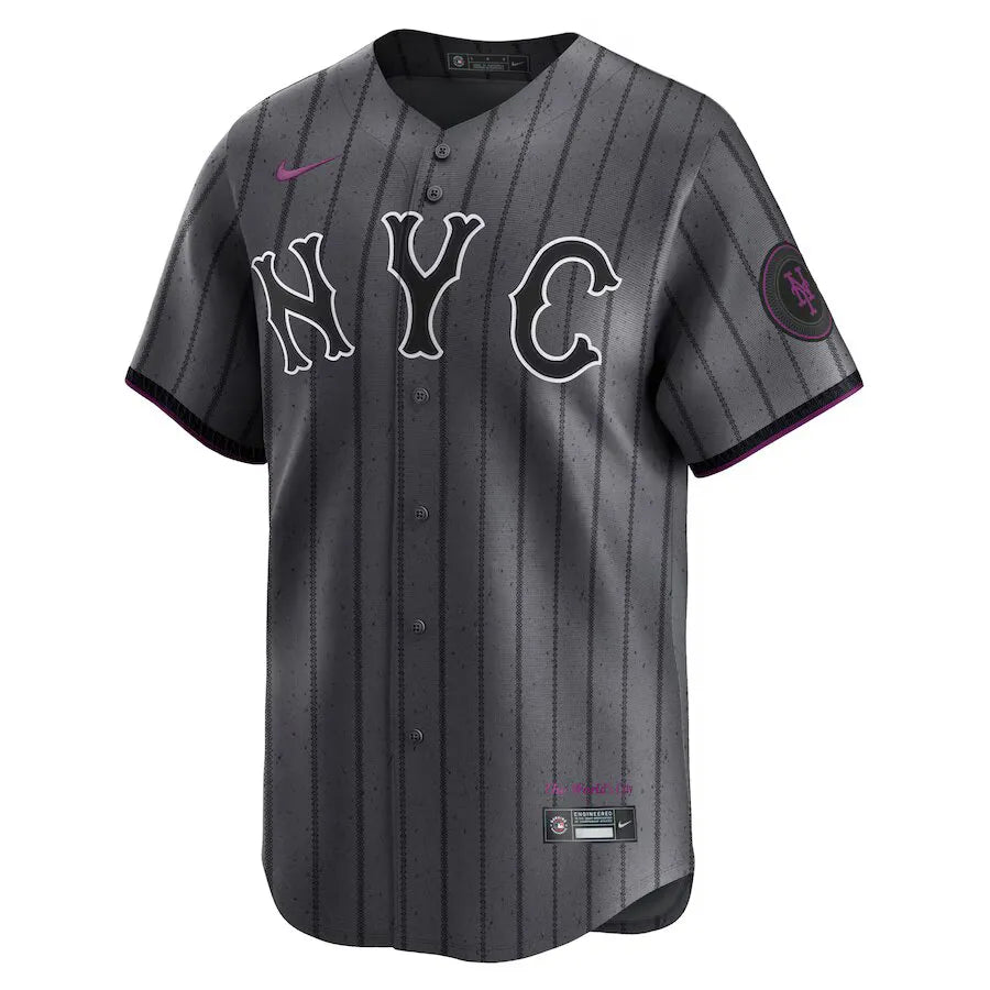 Jersey MLB New York Mets Nike Graphite Torcedor Masculina Francisco Lindor 12 Grafite