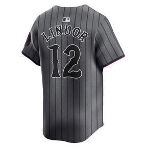 Jersey MLB New York Mets Nike Graphite Torcedor Masculina Francisco Lindor 12 Grafite
