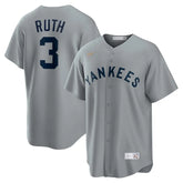 Jersey MLB New York Yankees Nike Away Cooperstown Collection Torcedor Masculina Cinza Babe Ruth 3