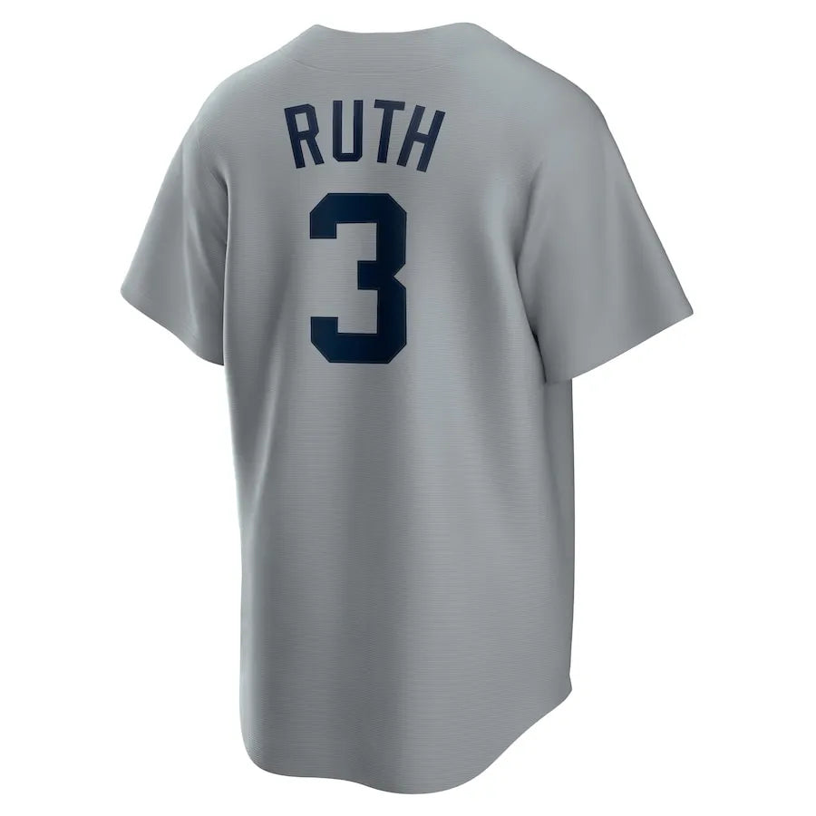 Jersey MLB New York Yankees Nike Away Cooperstown Collection Torcedor Masculina Cinza Babe Ruth 3