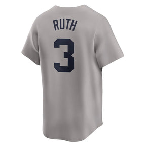 Jersey MLB New York Yankees Nike Away Throwback Cooperstown Collection Limited Torcedor Masculina Cinza Babe Ruth 3