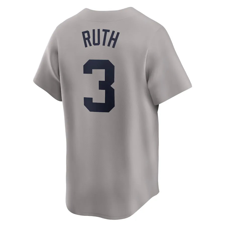 Jersey MLB New York Yankees Nike Away Throwback Cooperstown Collection Limited Torcedor Masculina Cinza Babe Ruth 3
