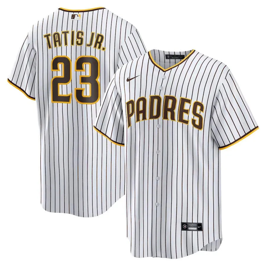 Jersey MLB San Diego Padres Nike Home Torcedor Masculina Listrada Listrada Branca Tatis Jr. 23