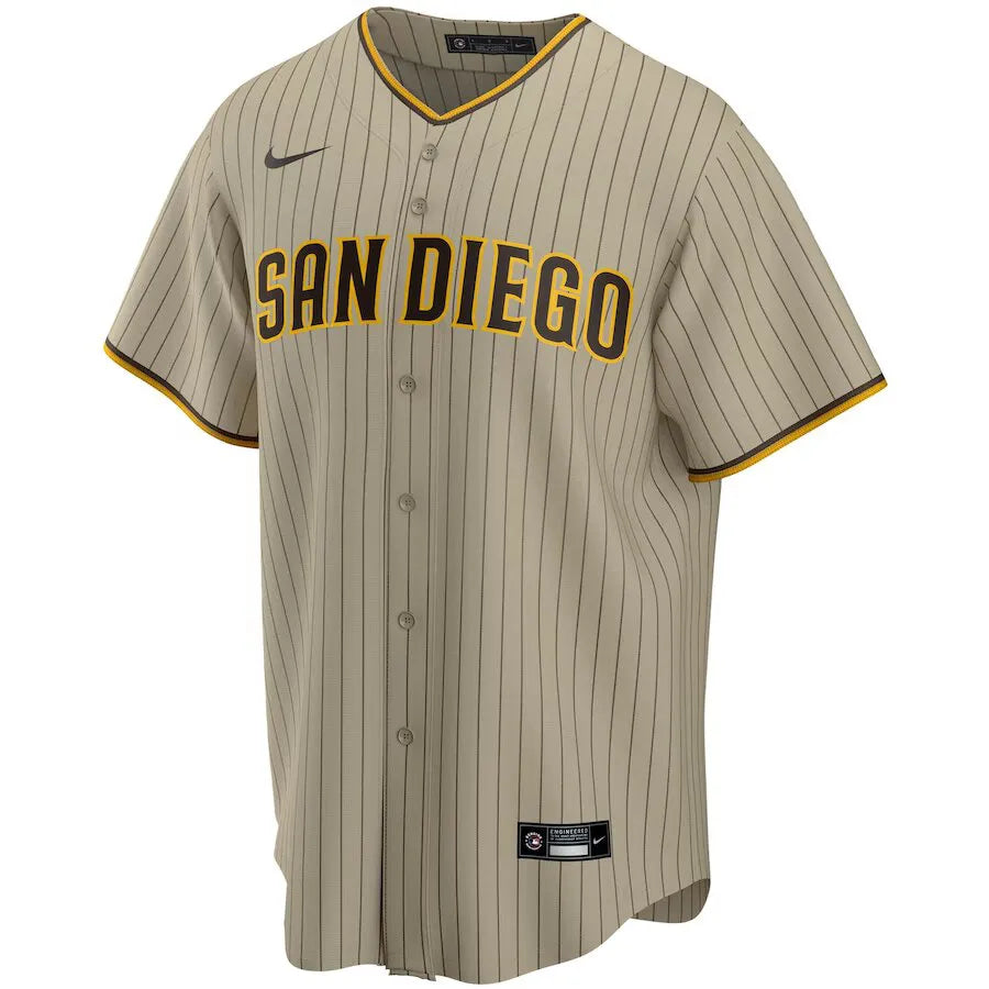 Jersey MLB San Diego Padres Nike Raod Torcedor Masculina Listrada Marrom