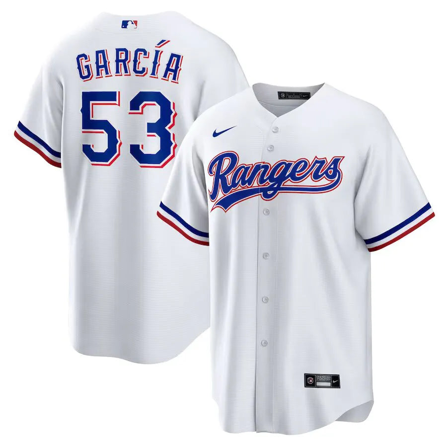 Jersey MLB Texas Rangers I Nike Torcedor Masculina Branca Adolis Garcia 53