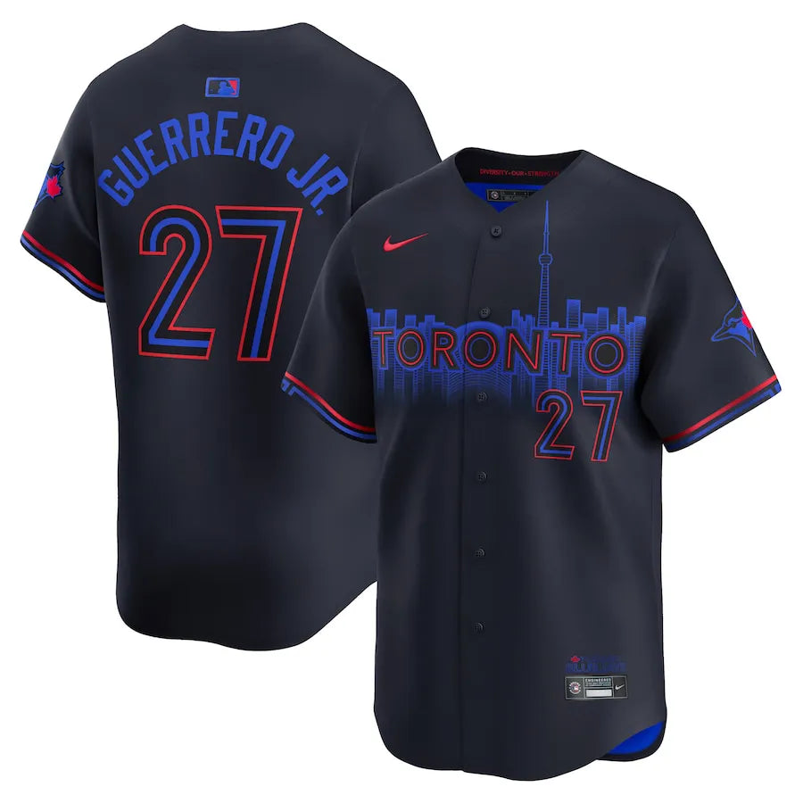 Jersey MLB Toronto Blue Jays Nike City Connect Torcedor Masculina Azul Marinho Vladimir Guerrero Jr. 27