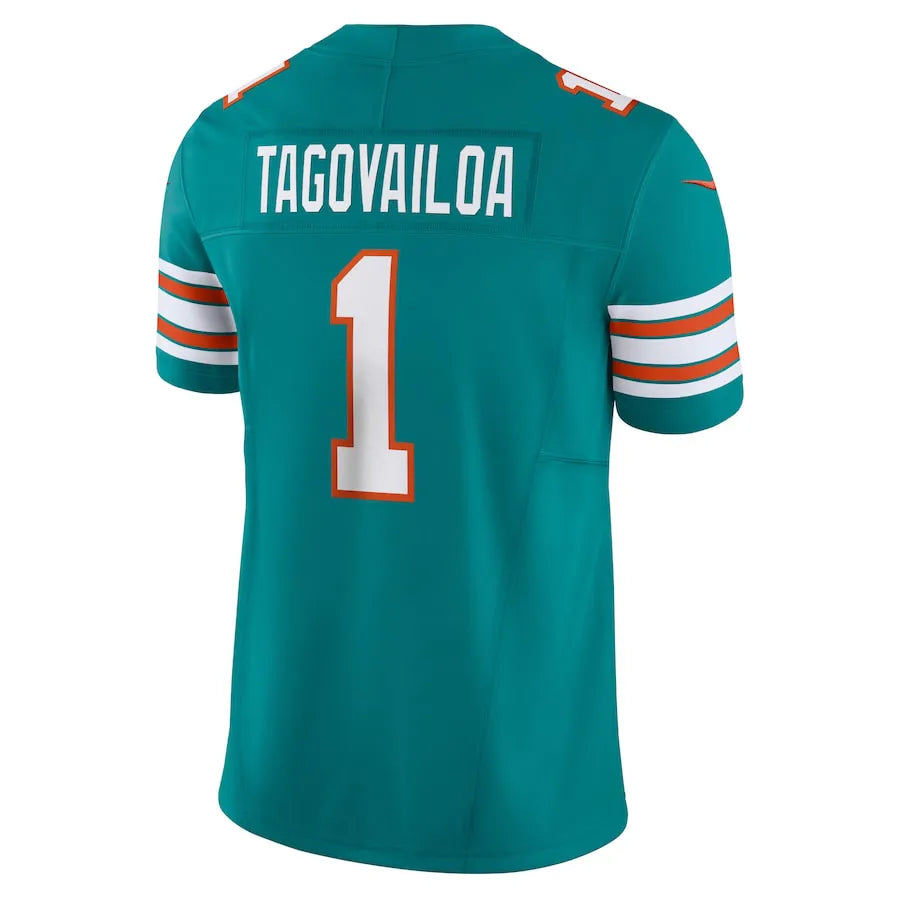NFL Miami Dolphins Acqua  Limited Jersey Tua Tagovailoa 1 Ciano Masculina