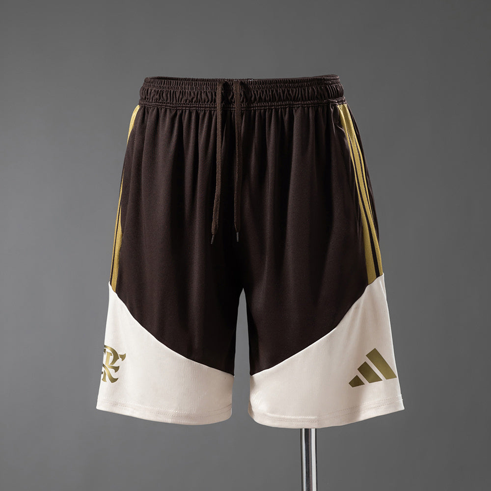 Shorts Adidas Flamengo Treino 2026 Marrom e Bege