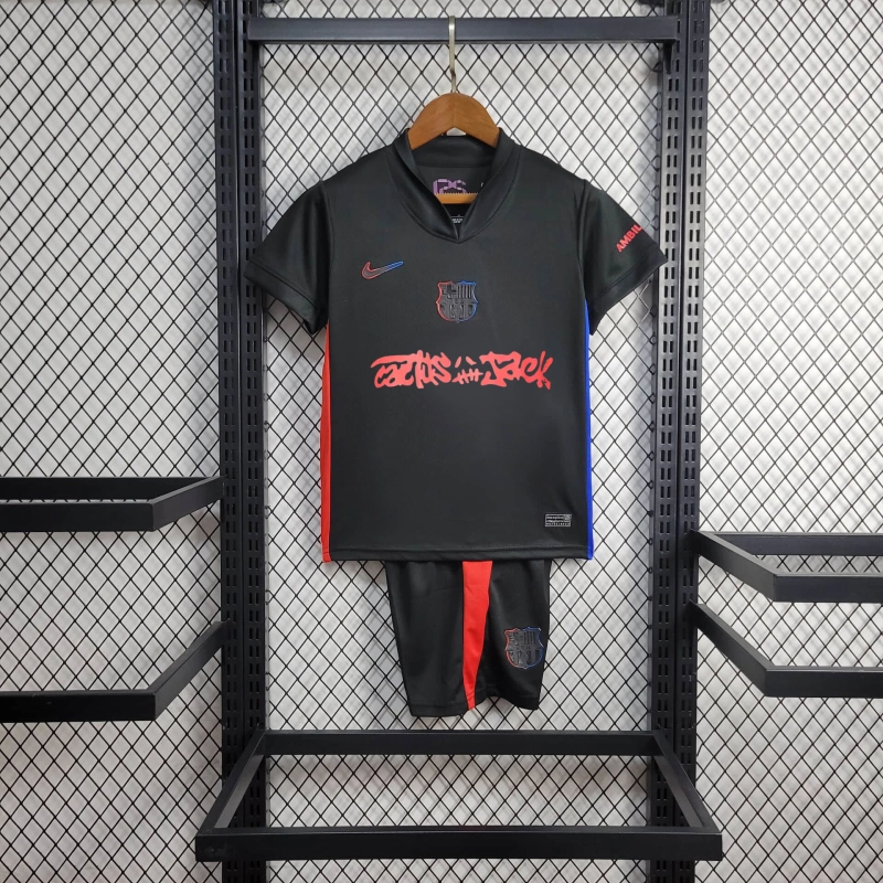Barcelona Away  2024/25 Travis Scott Edition Kids Kit -Fan Version
