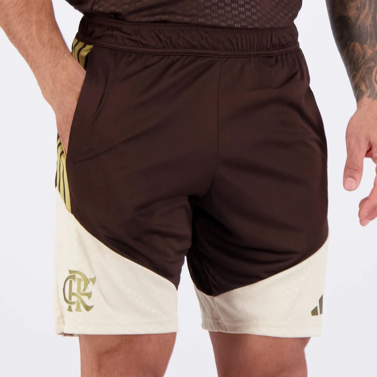 Shorts Adidas Flamengo Treino 2026 Marrom e Bege